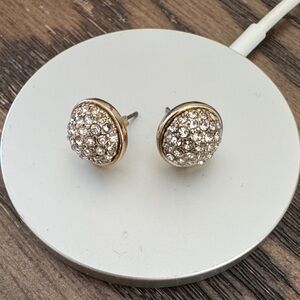 Vintage Y2K J. Crew Gold and White Pavé Round Stud Earrings